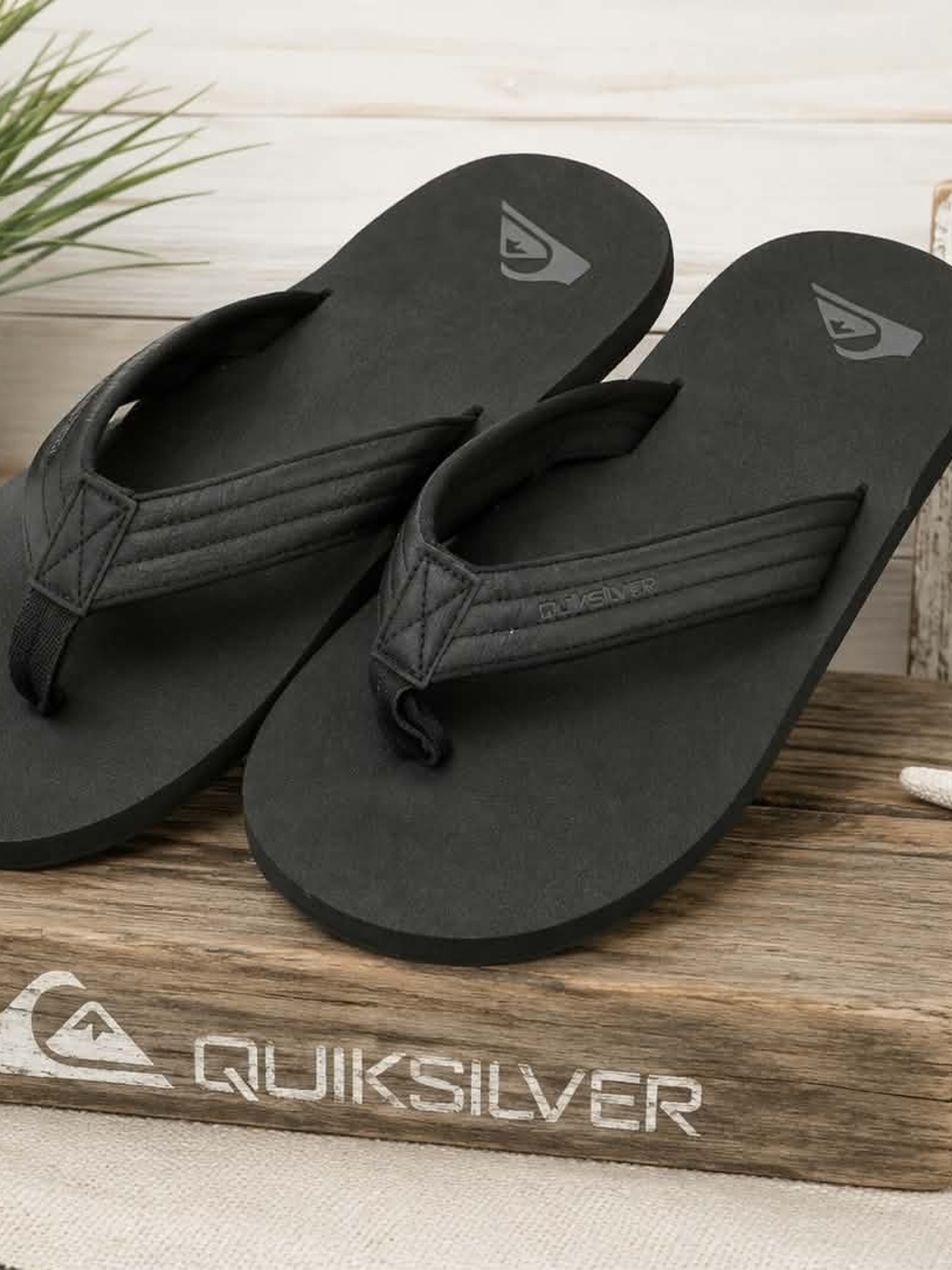Quiksilver Black Men's Padded Strap Flip Flops